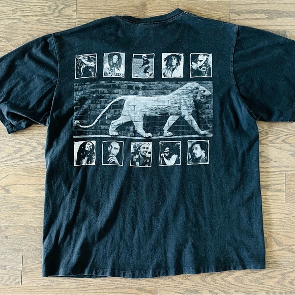 Vintage Bob Marley Lion Rap Tee Double Sided XL Heavy Metal Tag Great Fade - Picture 2 of 7